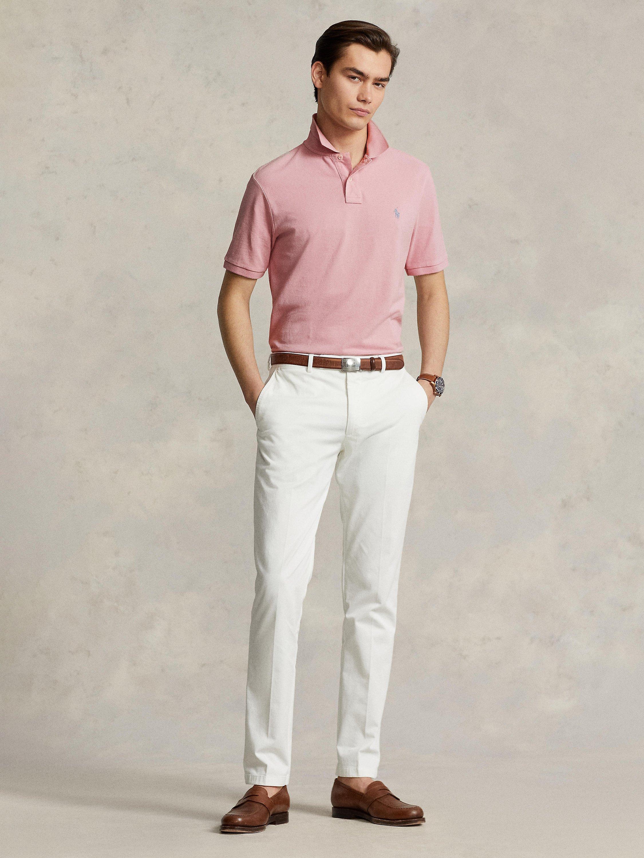 Polo Ralph Lauren Custom Slim Fit Mesh Polo Top, Chino Pink, L
