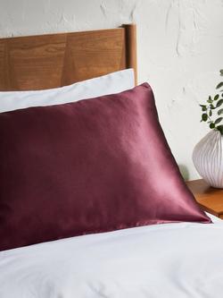 John Lewis Organic Mulberry Silk Standard Pillowcase - view 2, Damson