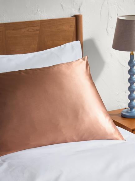 John Lewis Organic Mulberry Silk Standard Pillowcase - view 2, Tuscan Clay