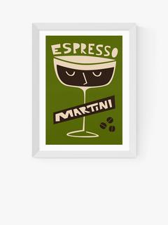 EAST END PRINTS Fox & Velvet 'Espresso Martini' Framed Print, White Frame, 33.4 x 28.4cm