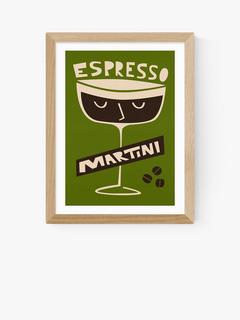 EAST END PRINTS Fox & Velvet 'Espresso Martini' Framed Print, Oak Frame, 33.4 x 28.4cm