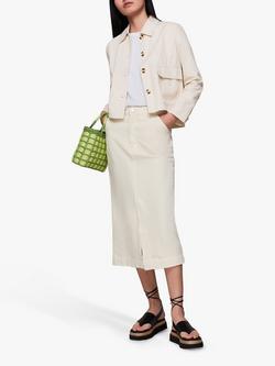 Whistles Marie Short Cotton Jacket, Stone