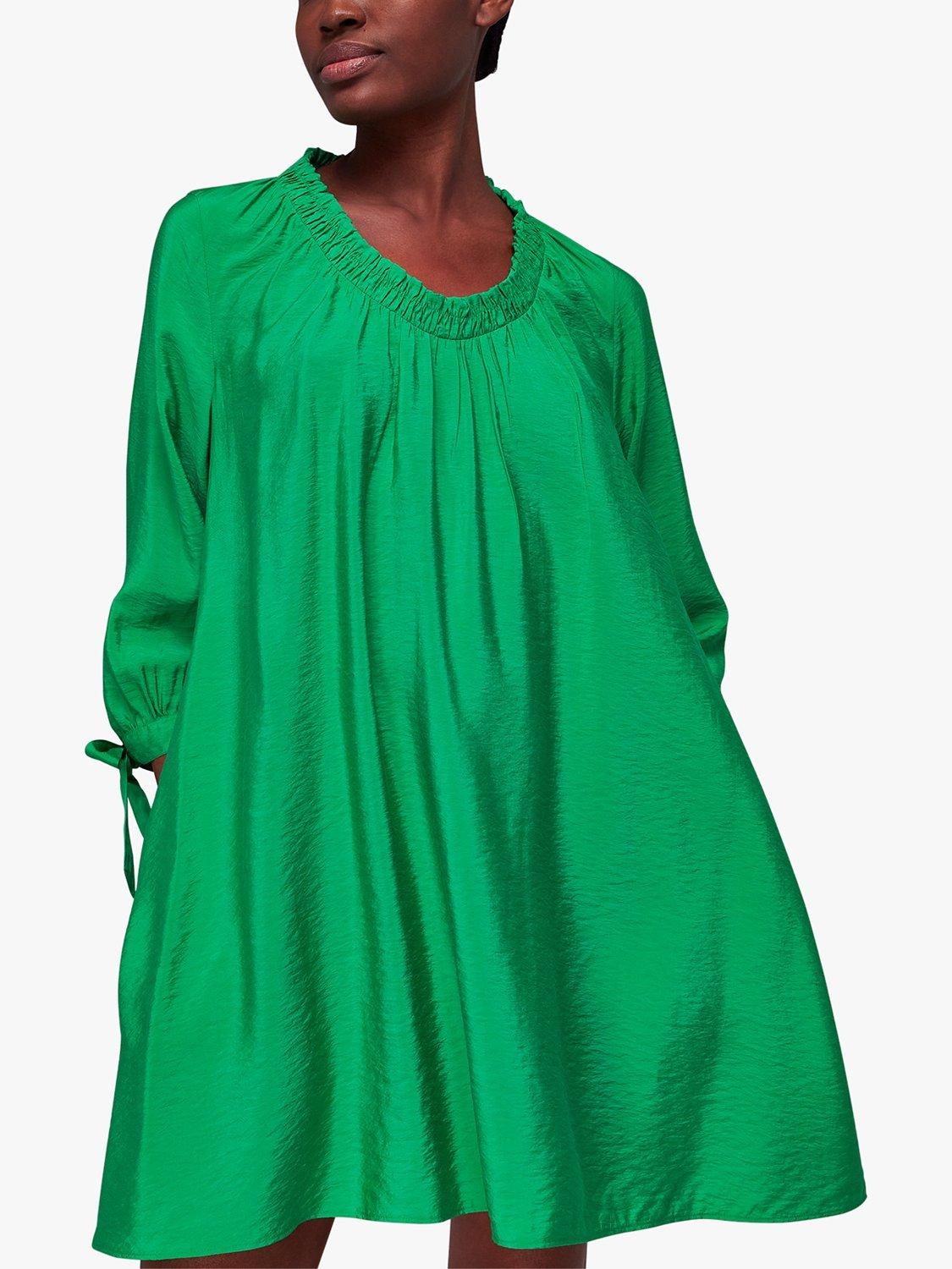 Whistles Lydia Gathered Trapeze Dress, Green