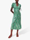 Whistles Pansy Meadow Silk Blend Midi Dress, Green/Multi