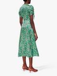 Whistles Pansy Meadow Silk Blend Midi Dress, Green/Multi