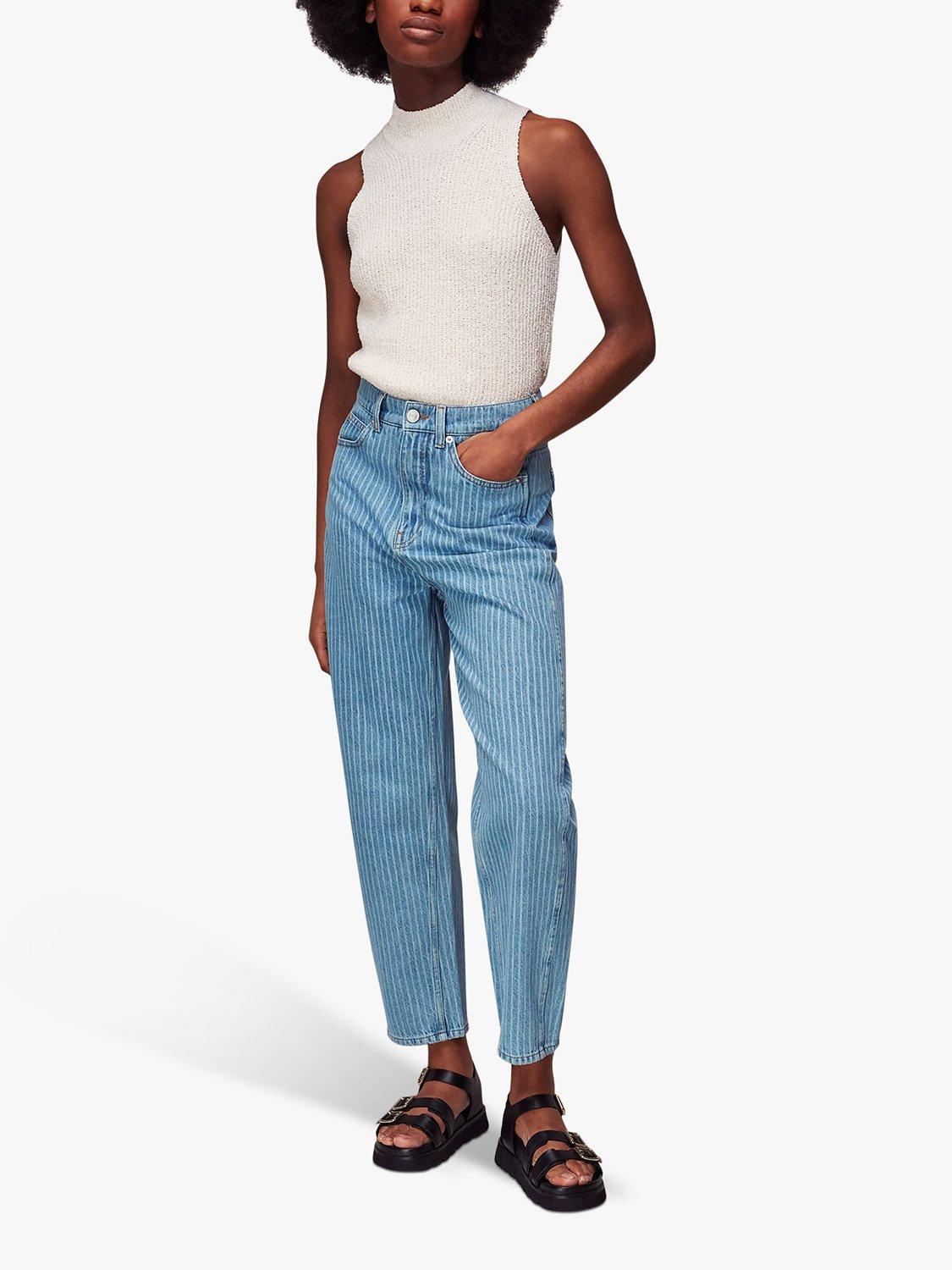 Whistles Striped Barrel Leg Jeans, Multi