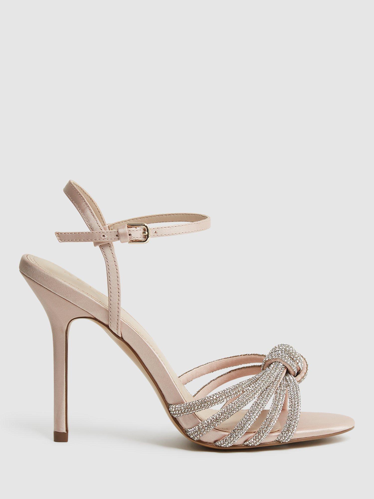 Reiss Estel Embellished High Heel Sandals, Nude