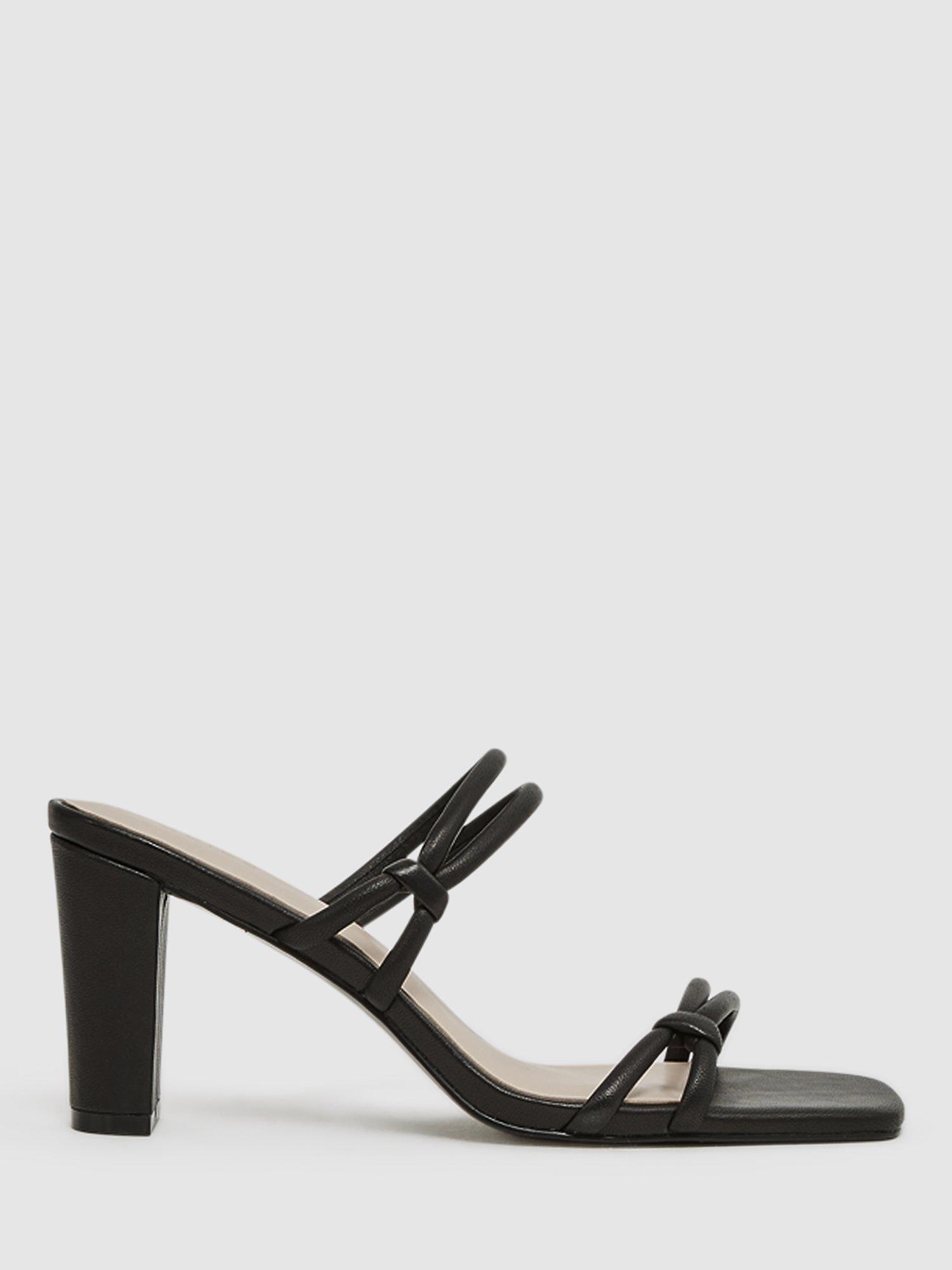 Reiss Emmy Block Heel Mules, Black