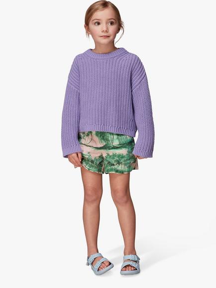 Whistles Kids' Chunky Cotton Rib Knit Jumper, Purple