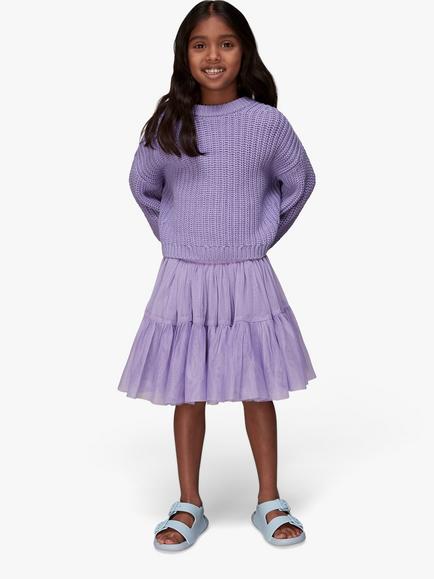Whistles Kids' Chunky Cotton Rib Knit Jumper - view 2, Purple