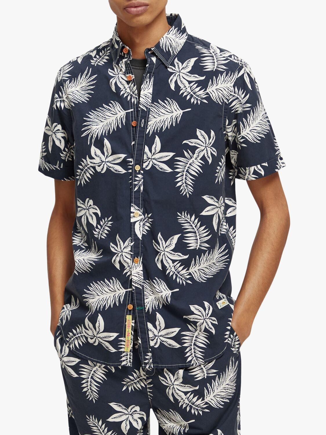 Scotch & Soda Short Sleeve Poplin Shirt, 5818 - Navy Leaf, S