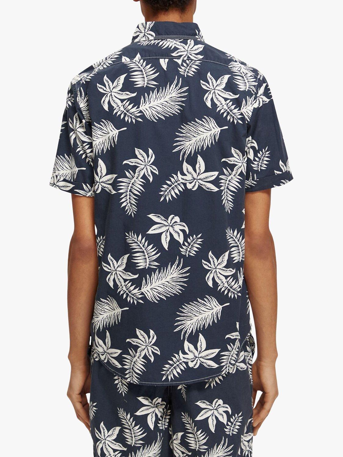 Scotch & Soda Short Sleeve Poplin Shirt, 5818 - Navy Leaf, S
