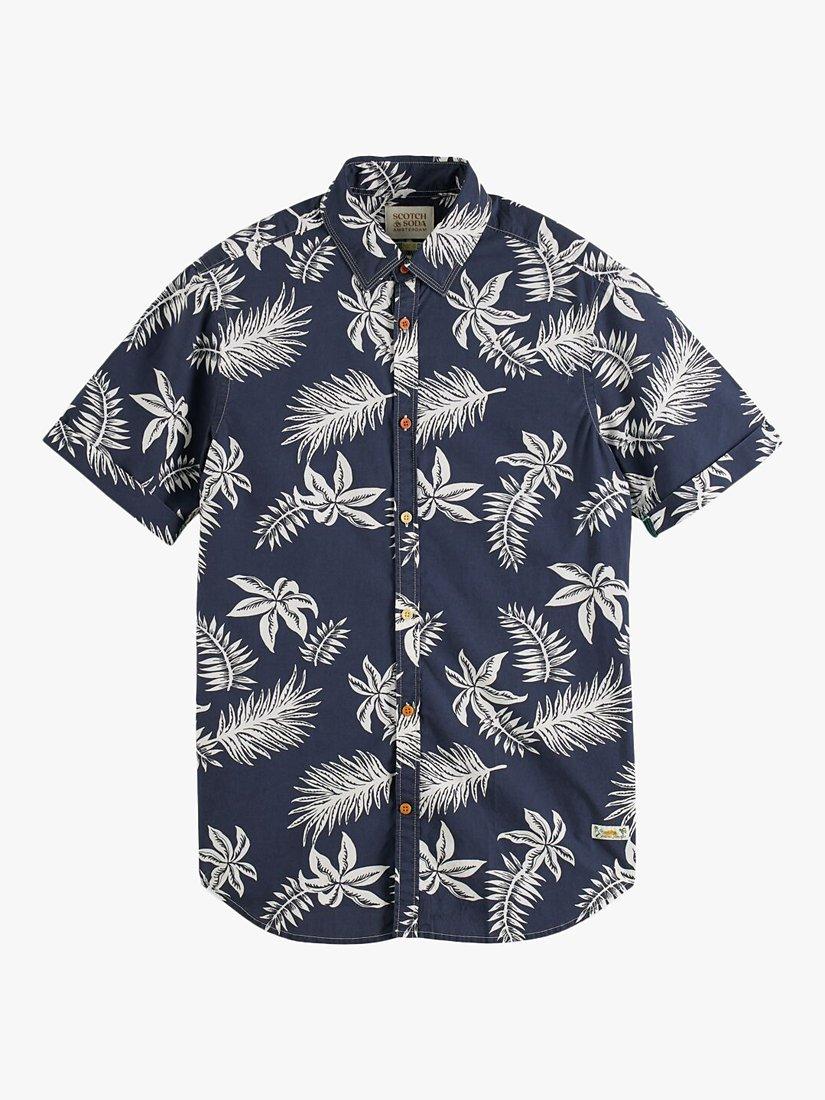 Scotch & Soda Short Sleeve Poplin Shirt, 5818 - Navy Leaf, S