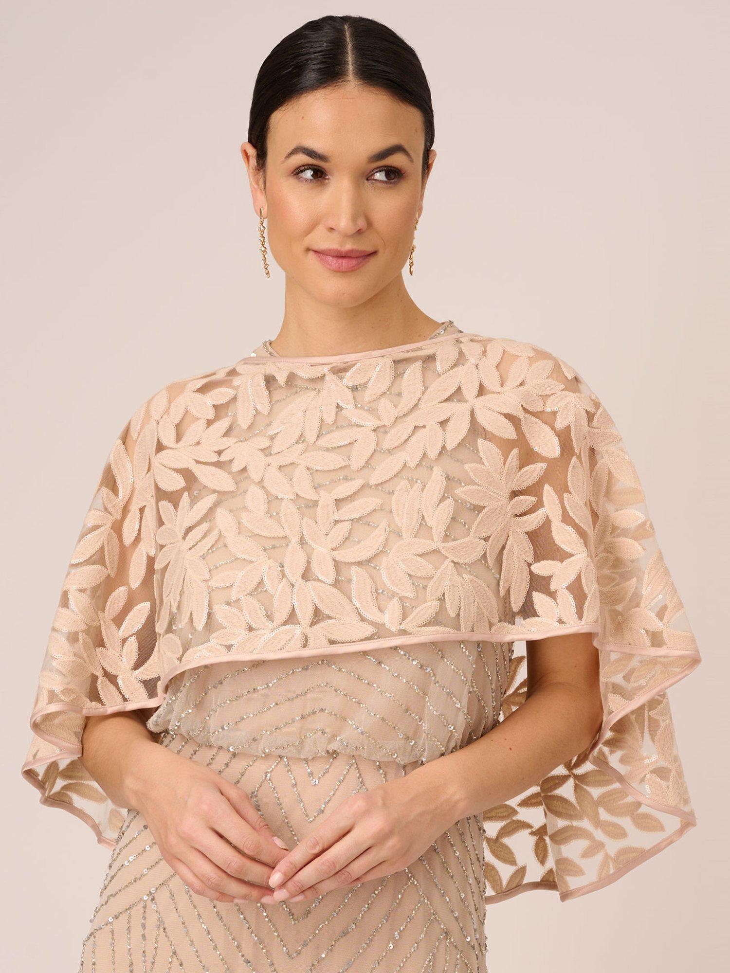 Adrianna Papell Embroidered Cape Cover Up, Pale Blush