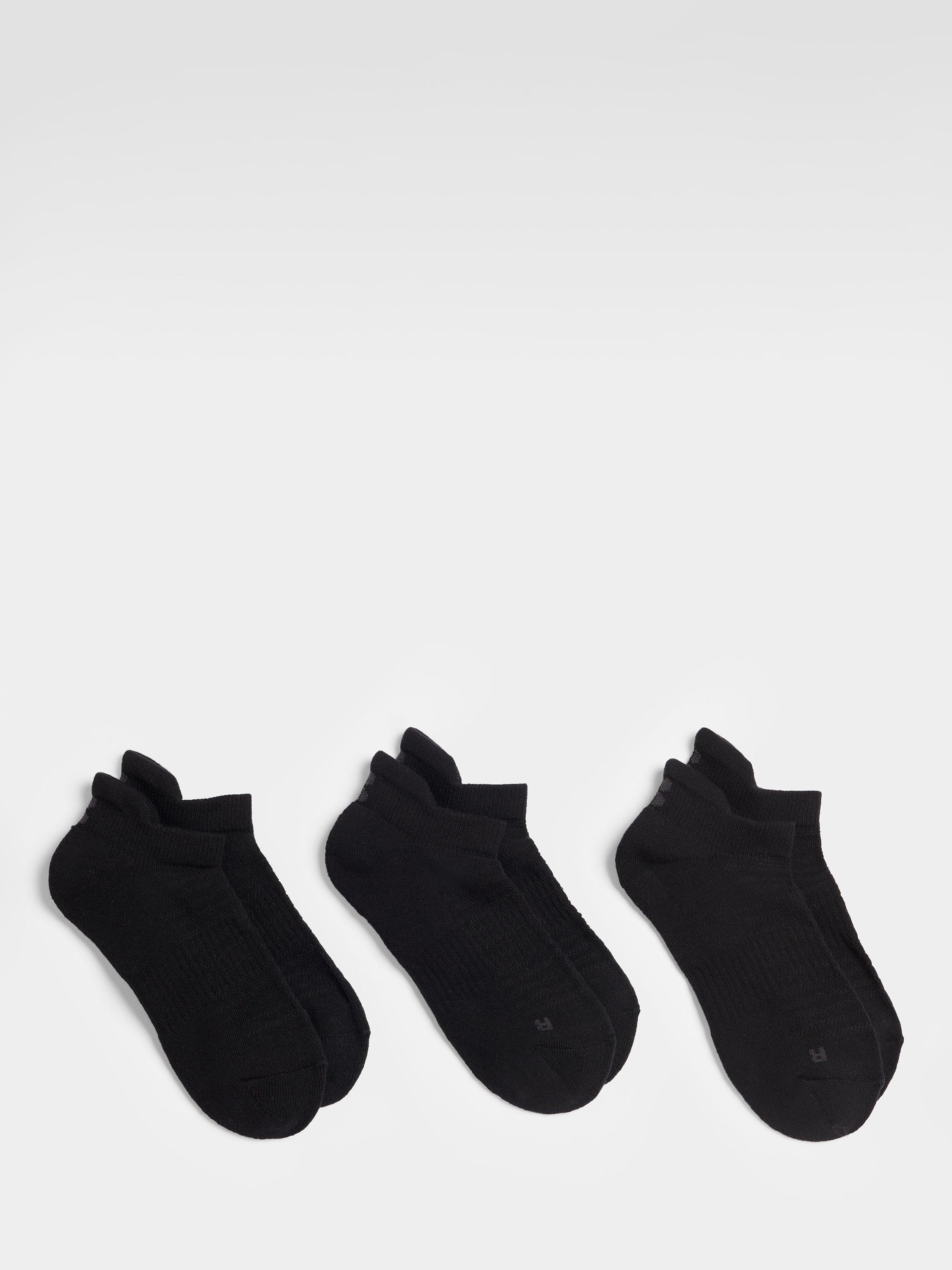 Product image 1 of 2, which shows Sweaty Betty Workout Plain Trainer Socks, Pack of 3, Black, 2-5