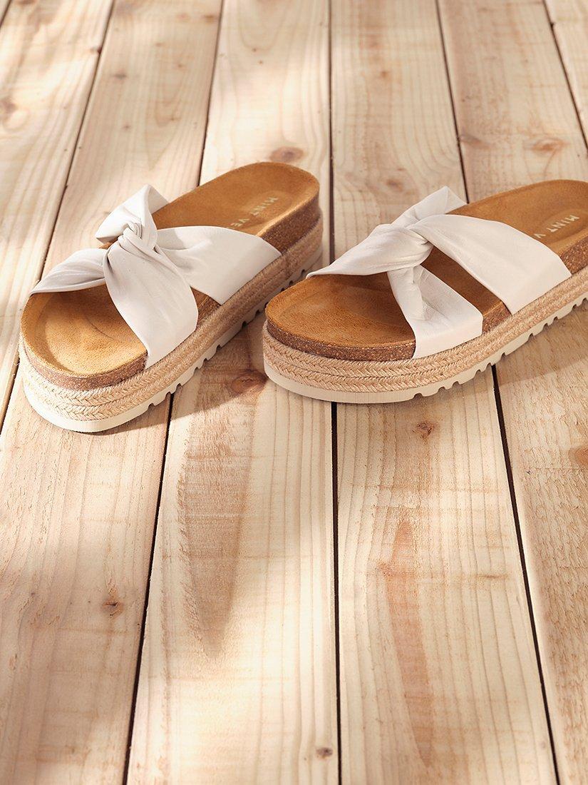 Mint Velvet Lucy Twist Top Slider Sandals, Natural