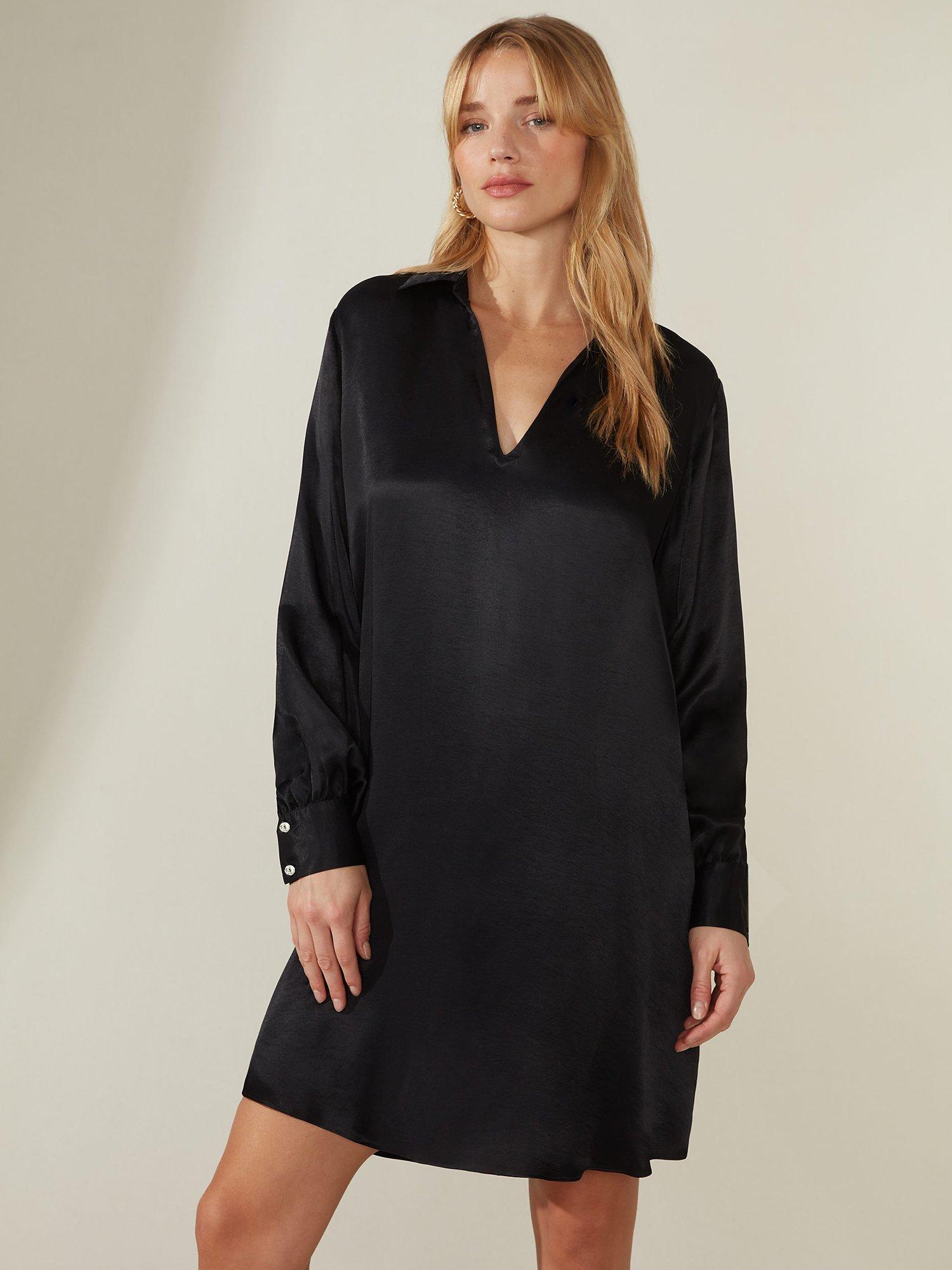 Ro&Zo Collar Detail Mini Dress, Black