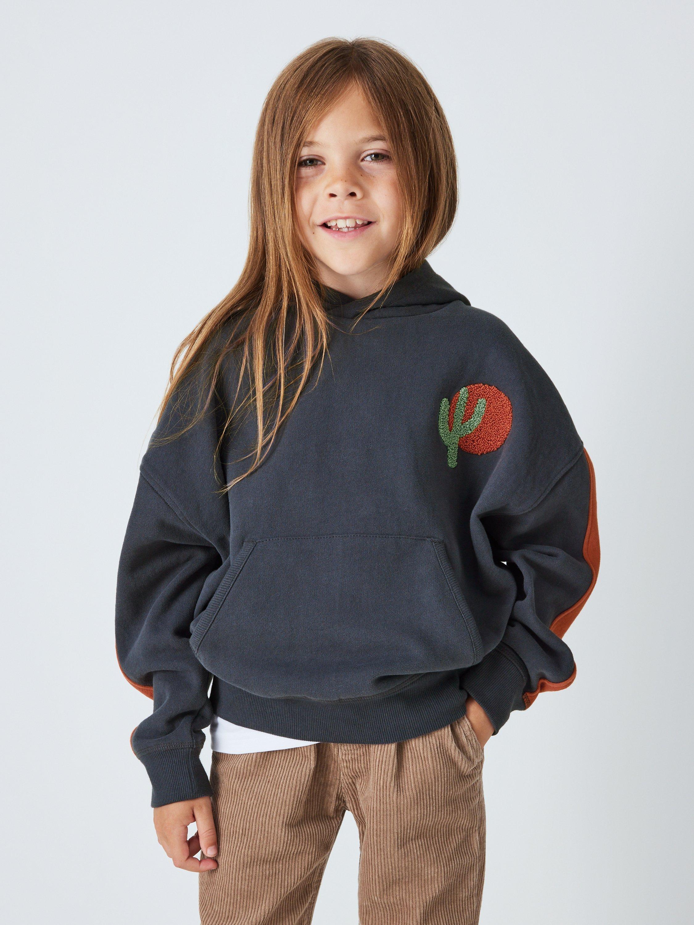 John Lewis Kids' Cactus Boucle Hoodie, Grey