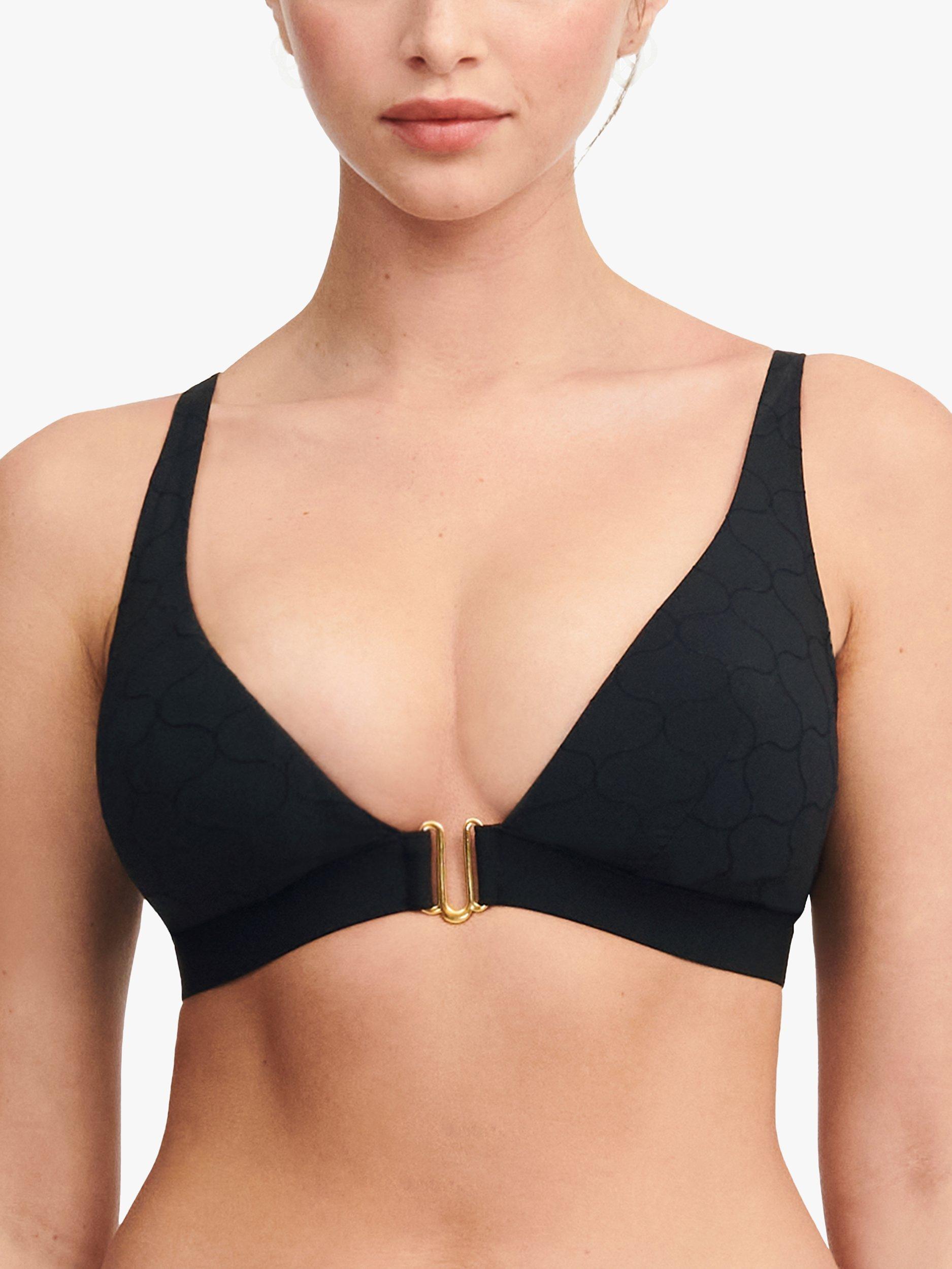 Chantelle Glow Non-Wired Plunge Bikini Top, Black