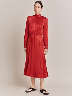 Ghost Miley Satin Midi Dress, Carmine