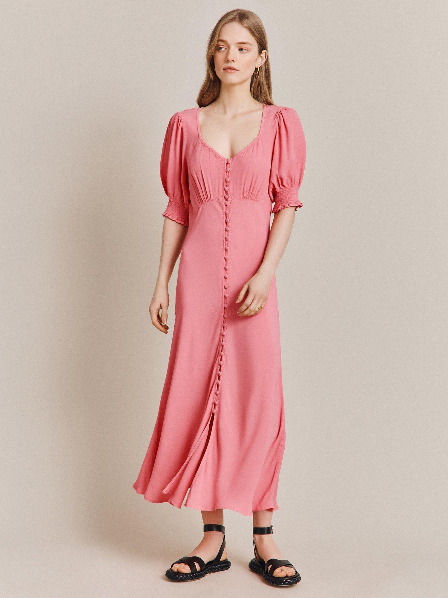Ghost Coco Button Front Midi Dress, Blossom