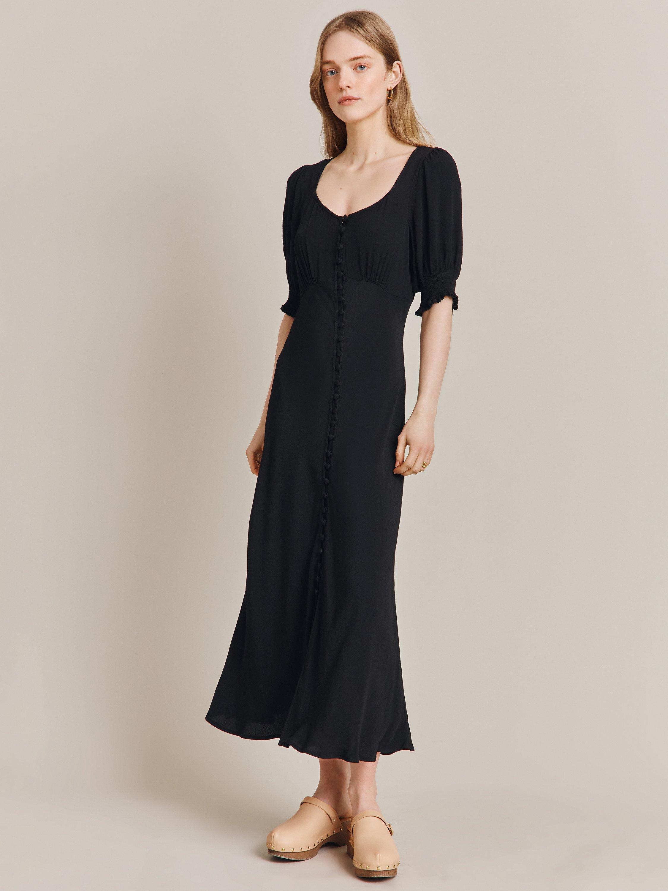Ghost Coco Button Front Midi Dress, Black