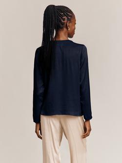 Ghost Efie Satin Blouse - view 2, Navy