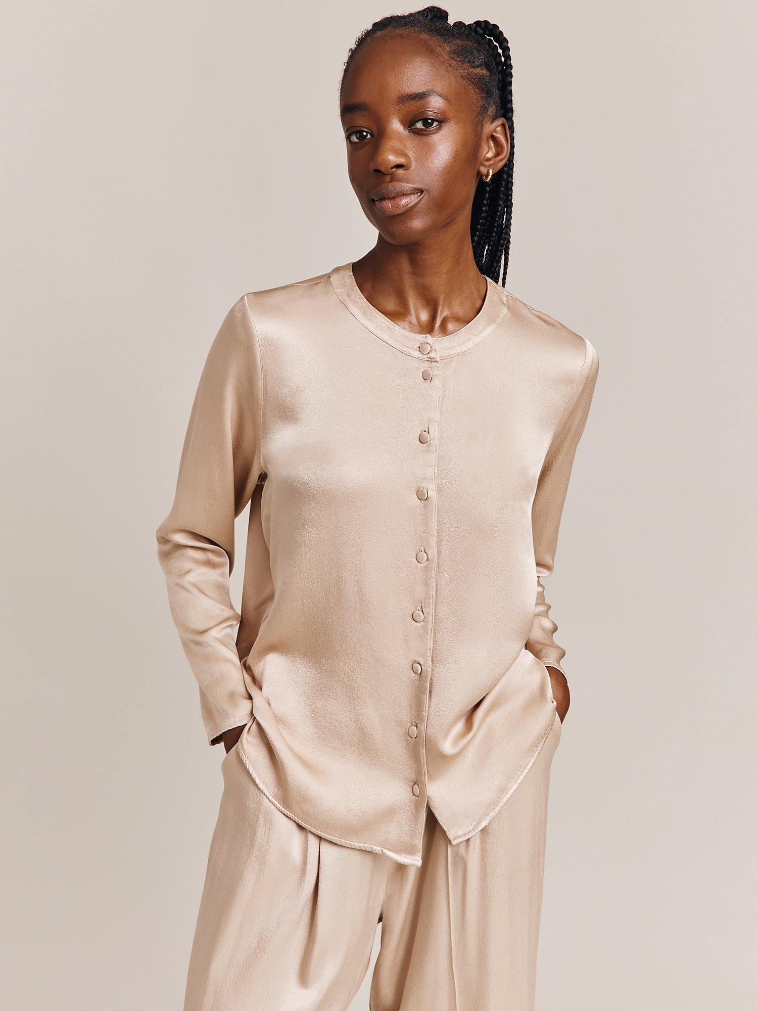 Ghost Efie Satin Blouse, Stone