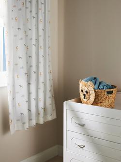 John Lewis Safari & Friends Pencil Pleat Pair Blackout Lined Children's Curtains - view 2, White