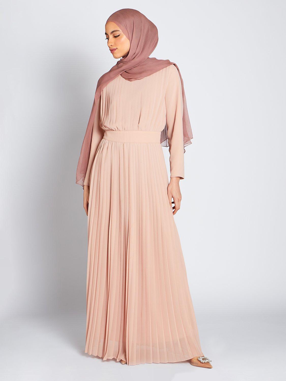 Aab Pleat Maxi Dress, Pink, M Long