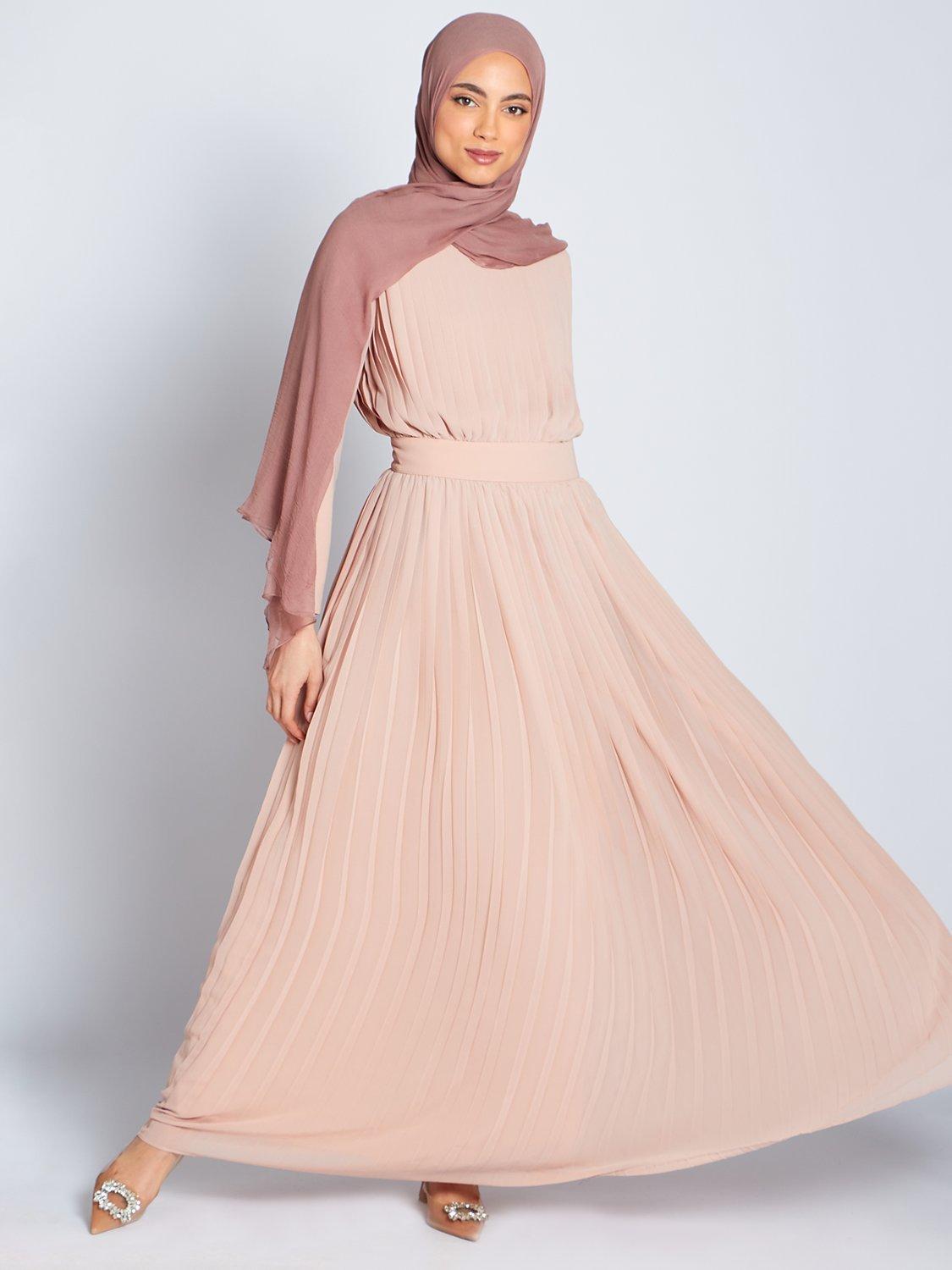 Aab Pleat Maxi Dress, Pink, M Long