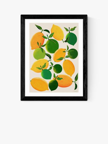 EAST END PRINTS Leanne Simpson 'Lemons and Limes' Framed Print, Black Frame