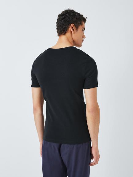 John Lewis Organic Cotton Vest T-Shirt, Pack of 2, Black - view 2, Black