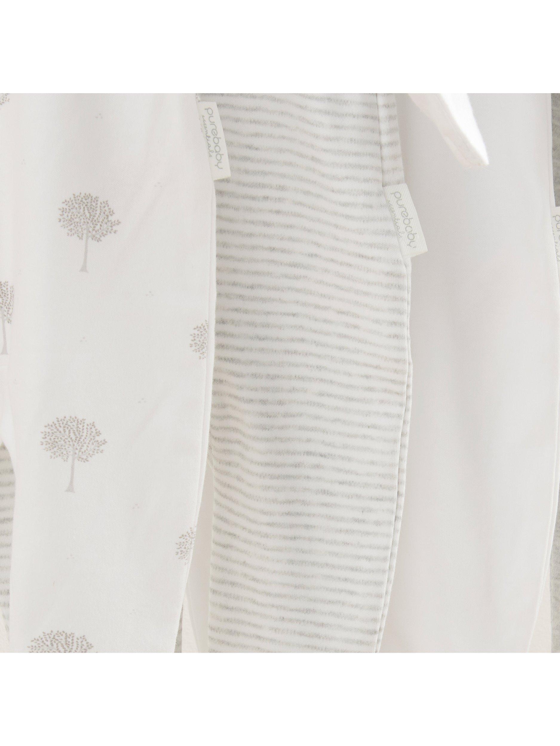 Product image 7 of 8, which shows Purebaby Organic Cotton Essential Zip Front Growsuit, Pack of 4, Grey Melange, 0-3 months