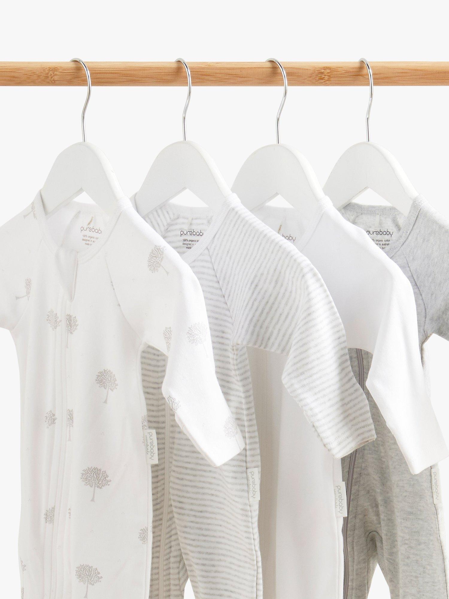 Product image 8 of 8, which shows Purebaby Organic Cotton Essential Zip Front Growsuit, Pack of 4, Grey Melange, 0-3 months