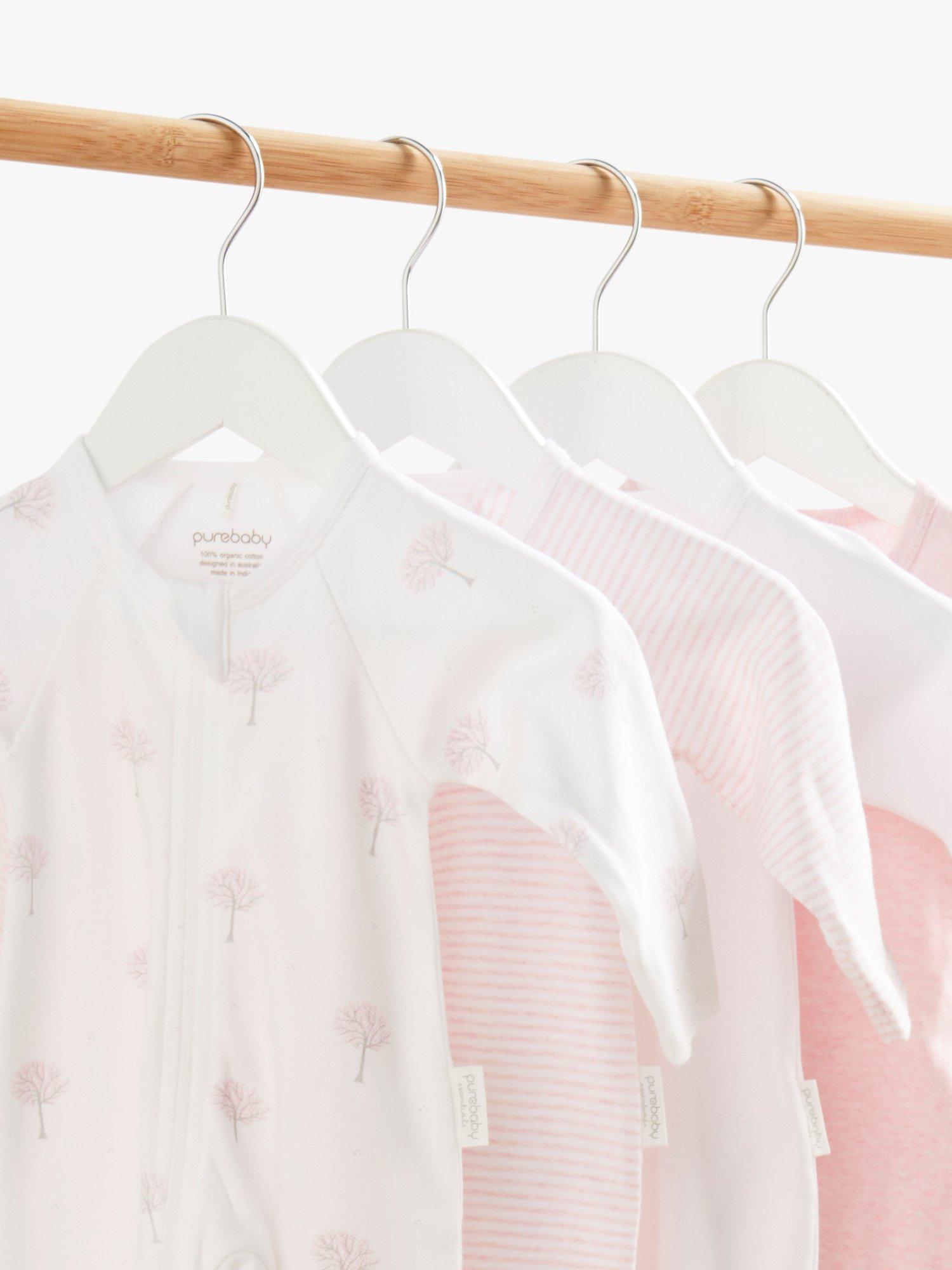 Product image 7 of 8, which shows Purebaby Organic Cotton Essential Zip Front Growsuit, Pack of 4, Pink Melange, 3-6 months
