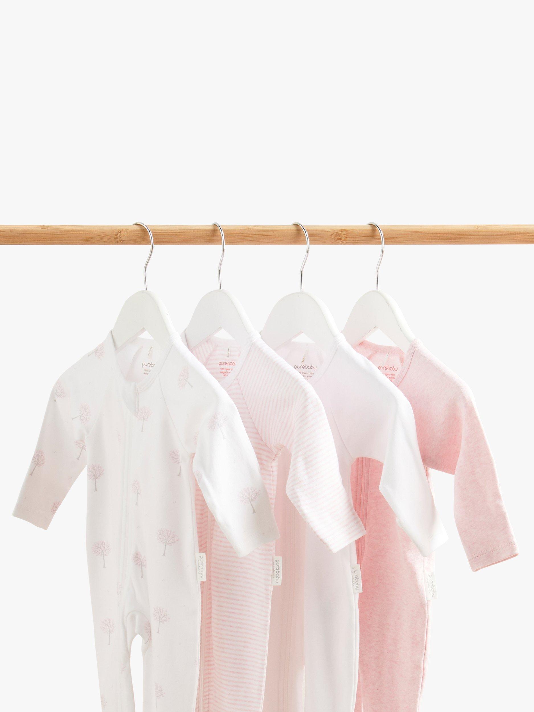 Product image 8 of 8, which shows Purebaby Organic Cotton Essential Zip Front Growsuit, Pack of 4, Pink Melange, 3-6 months