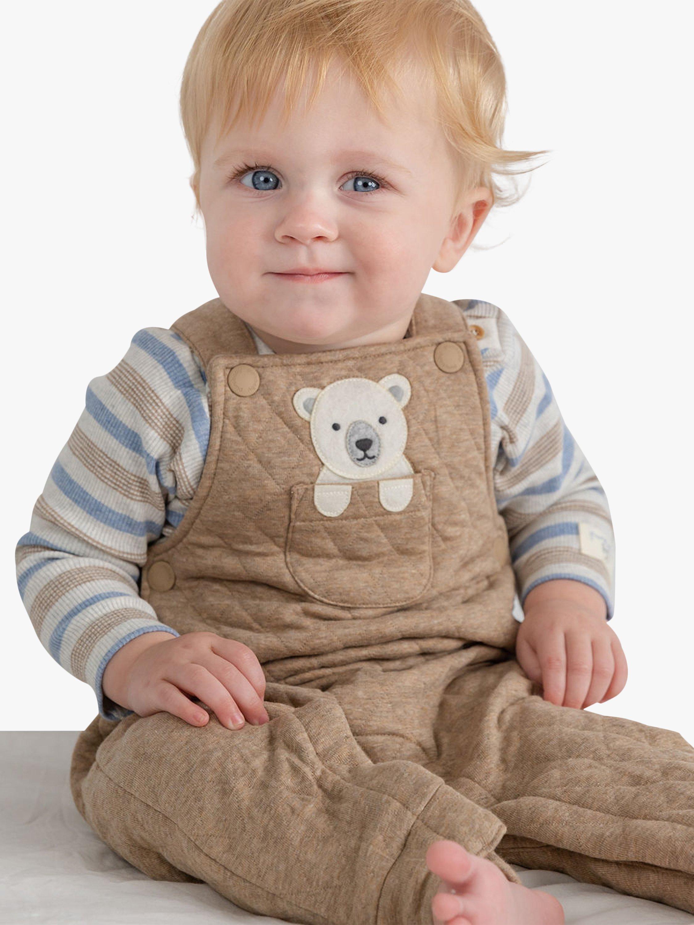 Purebaby Baby Arctic Animal Applique Quilted Overall, Cinnamon Melange