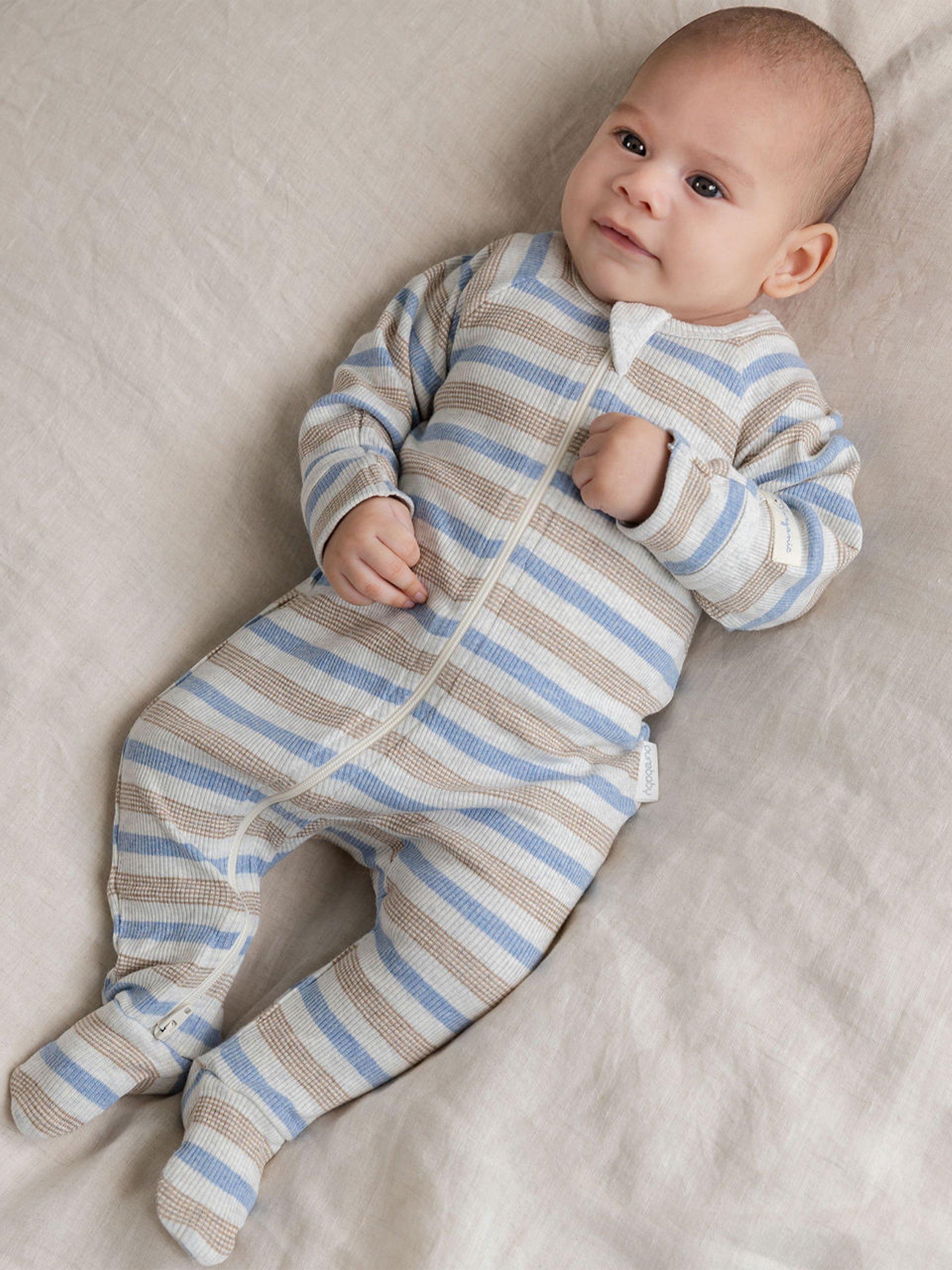 Purebaby Organic Cotton Arctic Stripe Growsuit, Multi