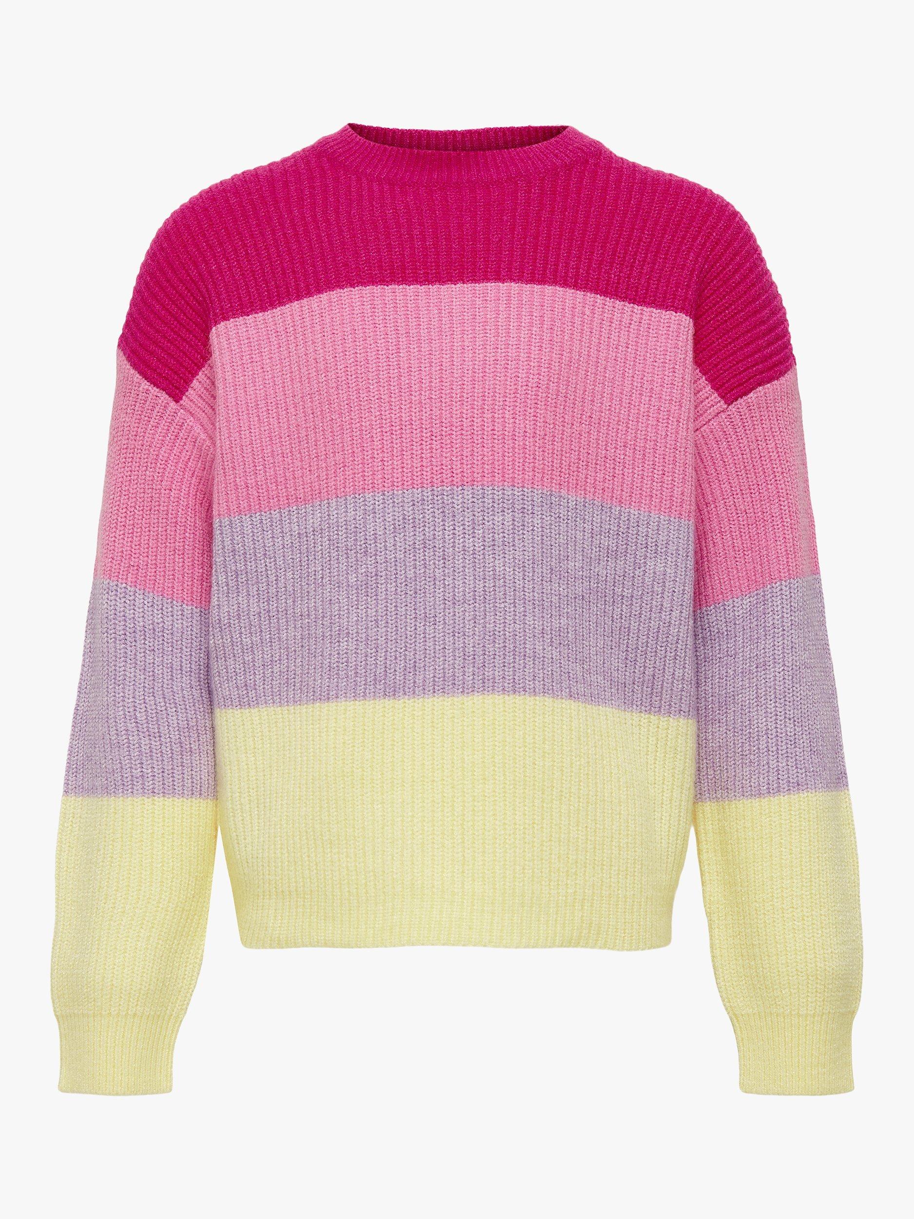 ONLY Kids' Kogsandy Stripe Jumper, Fuchsia Purple