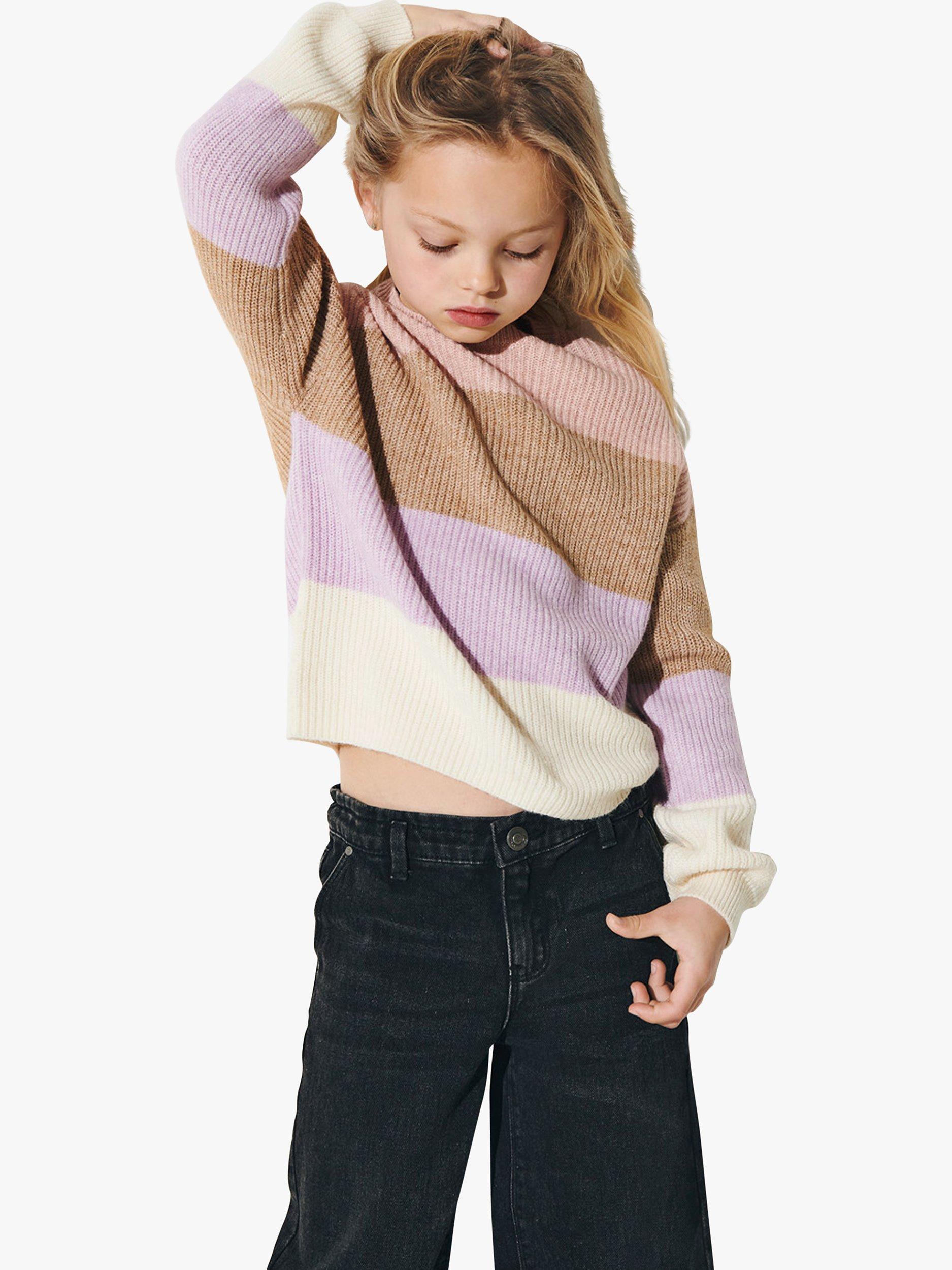 ONLY Kids' Kogsandy Stripe Jumper, Sepia Rose