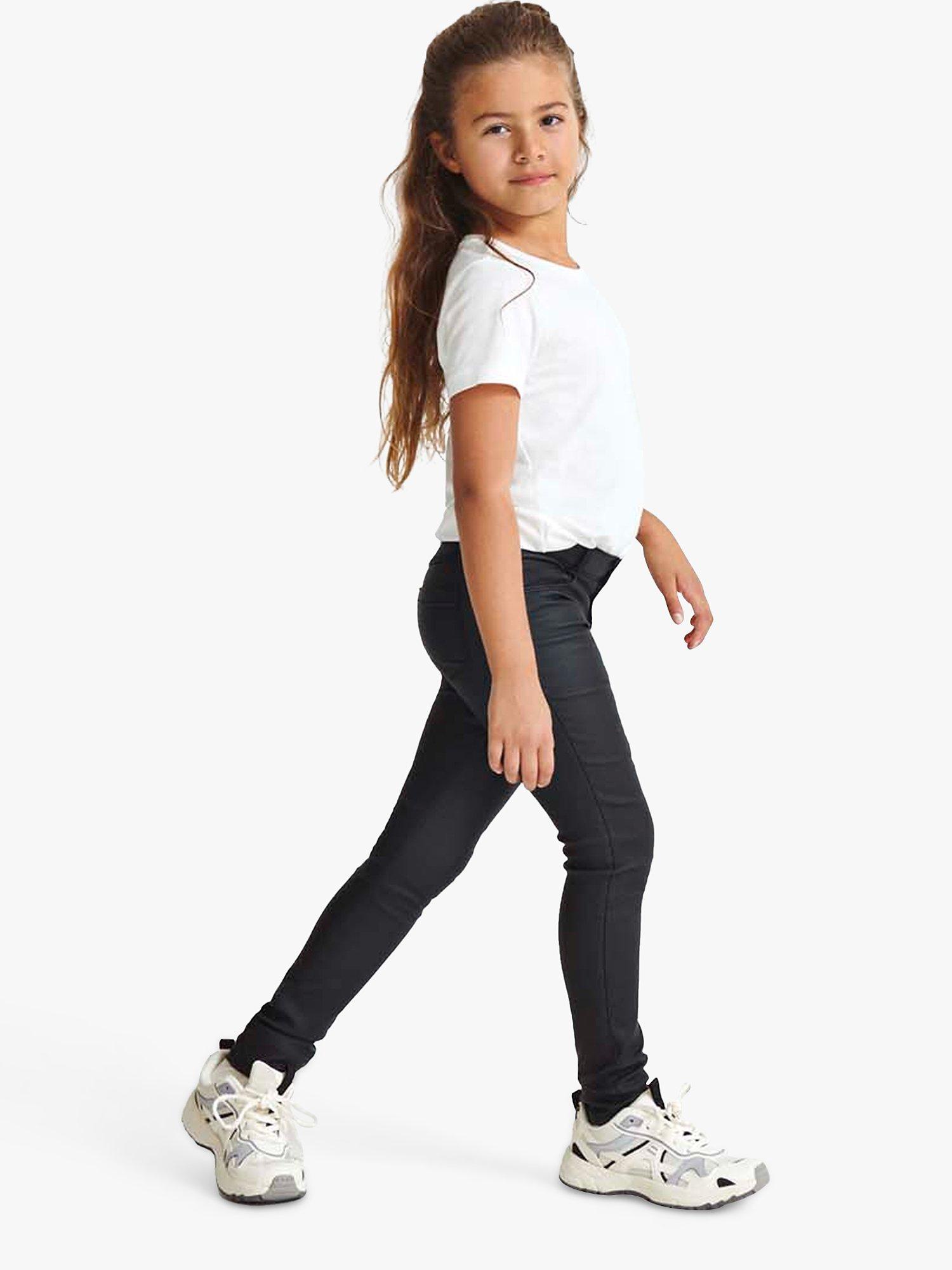 Product image 3 of 5, which shows ONLY Kids' Coated Rock Skinny Trousers, Black, 14 years