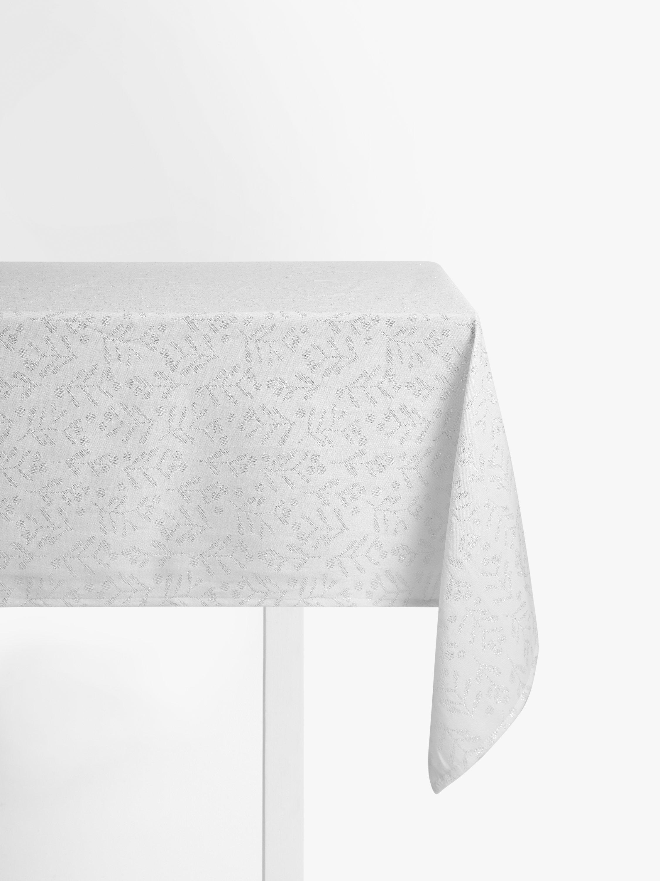 John Lewis Jacquard Mistletoe Tablecloth, Silver