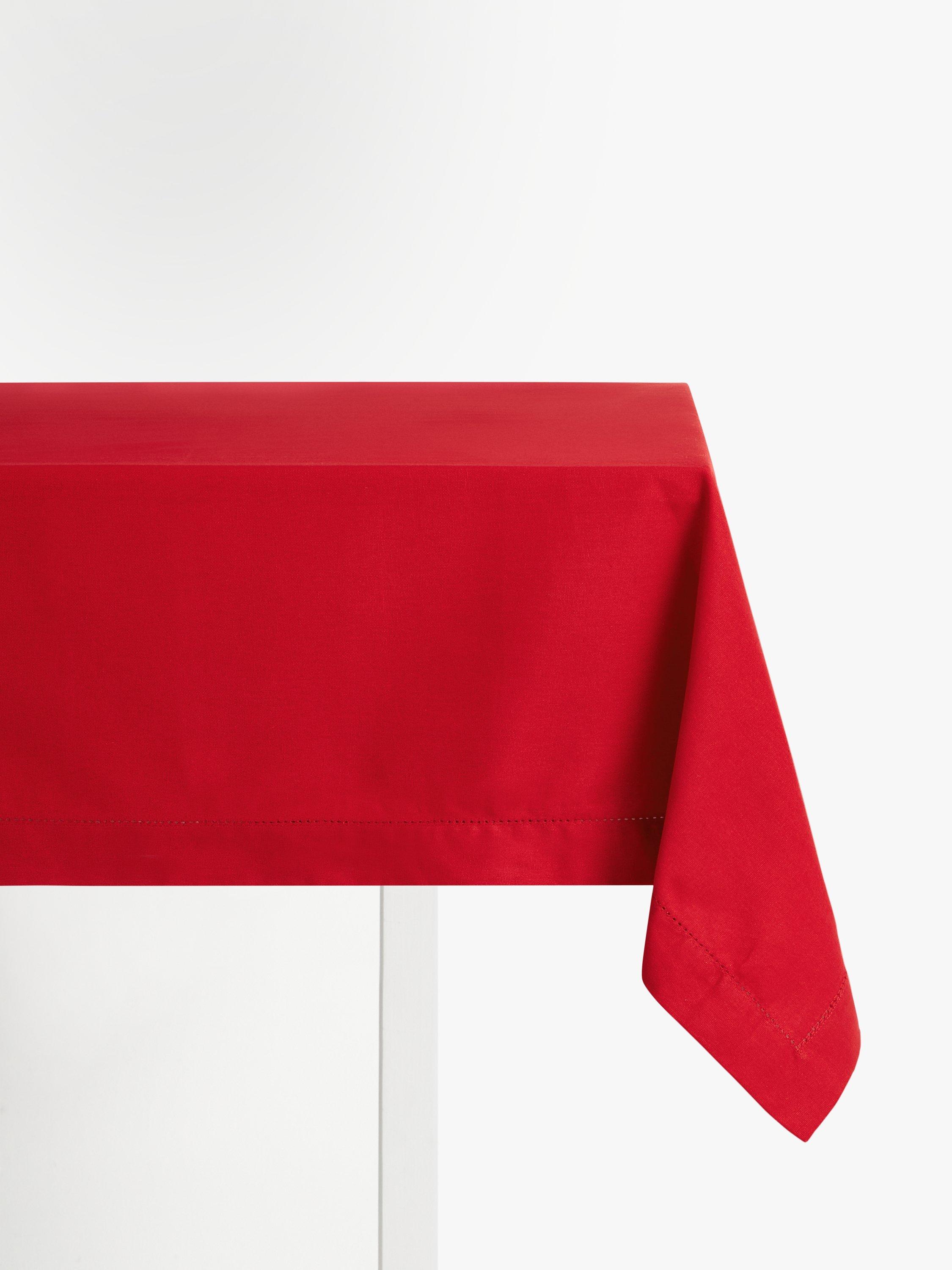 John Lewis Hem Stitch Cotton Tablecloth, Red Garnet