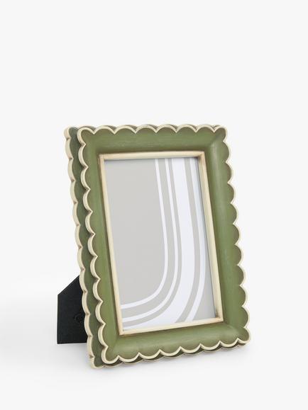 John Lewis Multi Scallop Hand Painted Photo Frame, Green