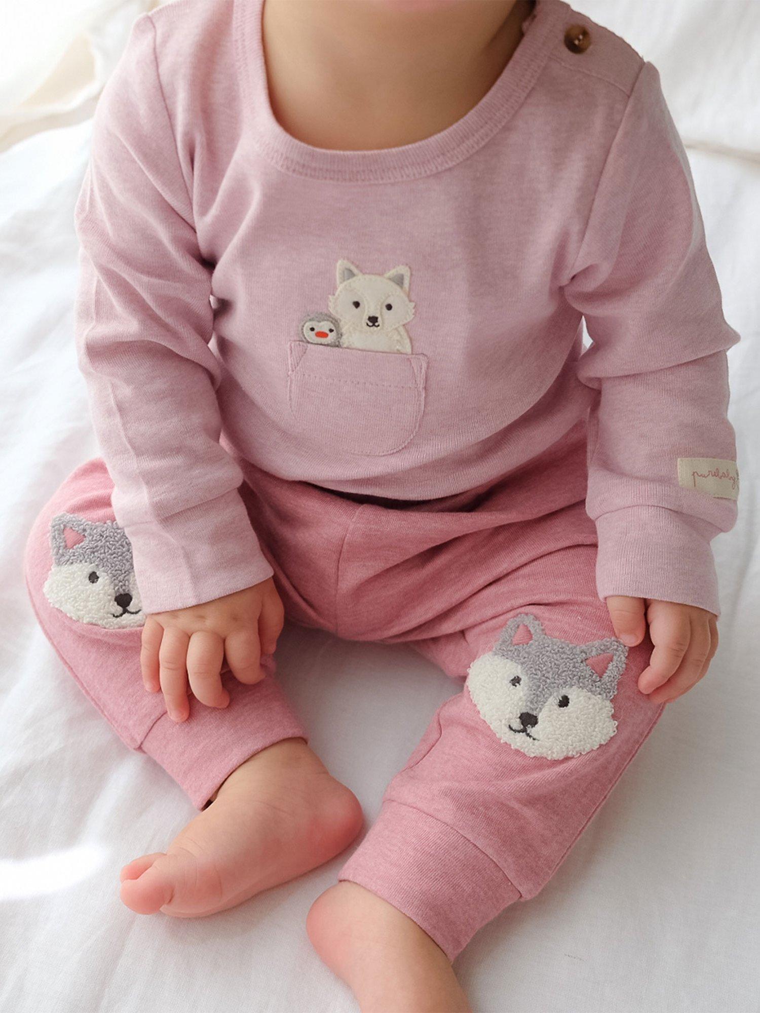 Purebaby Organic Cotton Snow Friend's Bodysuit, Dusk Melange