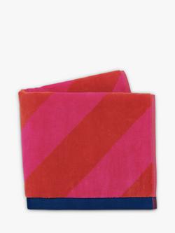 Harlequin x Sophie Robinson Paper Straw Stripe Towels - view 2, Ruby/Coral