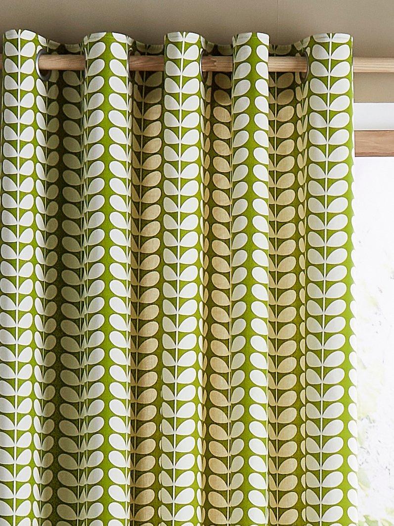 Orla Kiely Solid Stem Pair Lined Eyelet Curtains, Pear