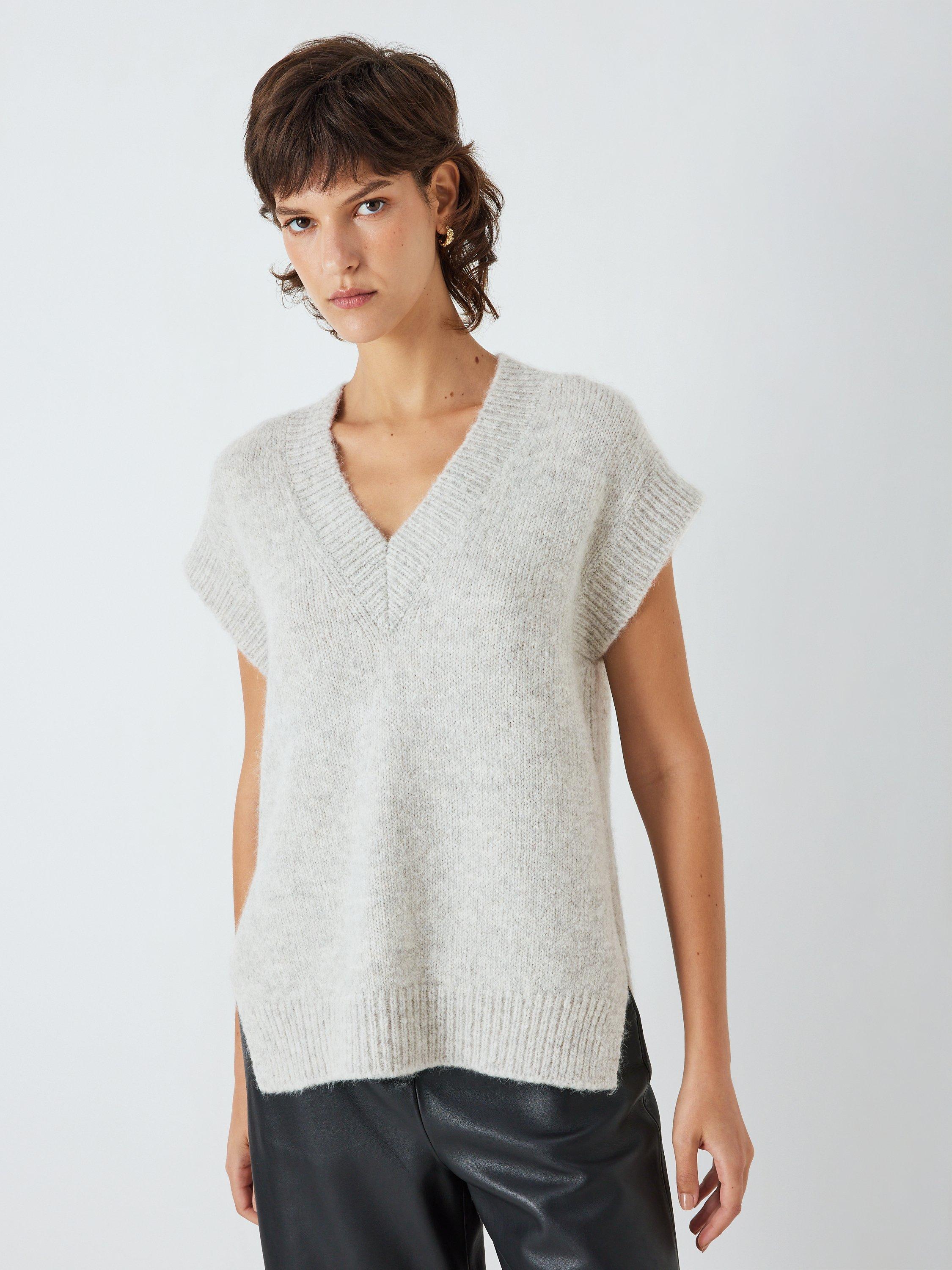 John Lewis Alpaca Wool Blend Tabbard Jumper, Light Grey