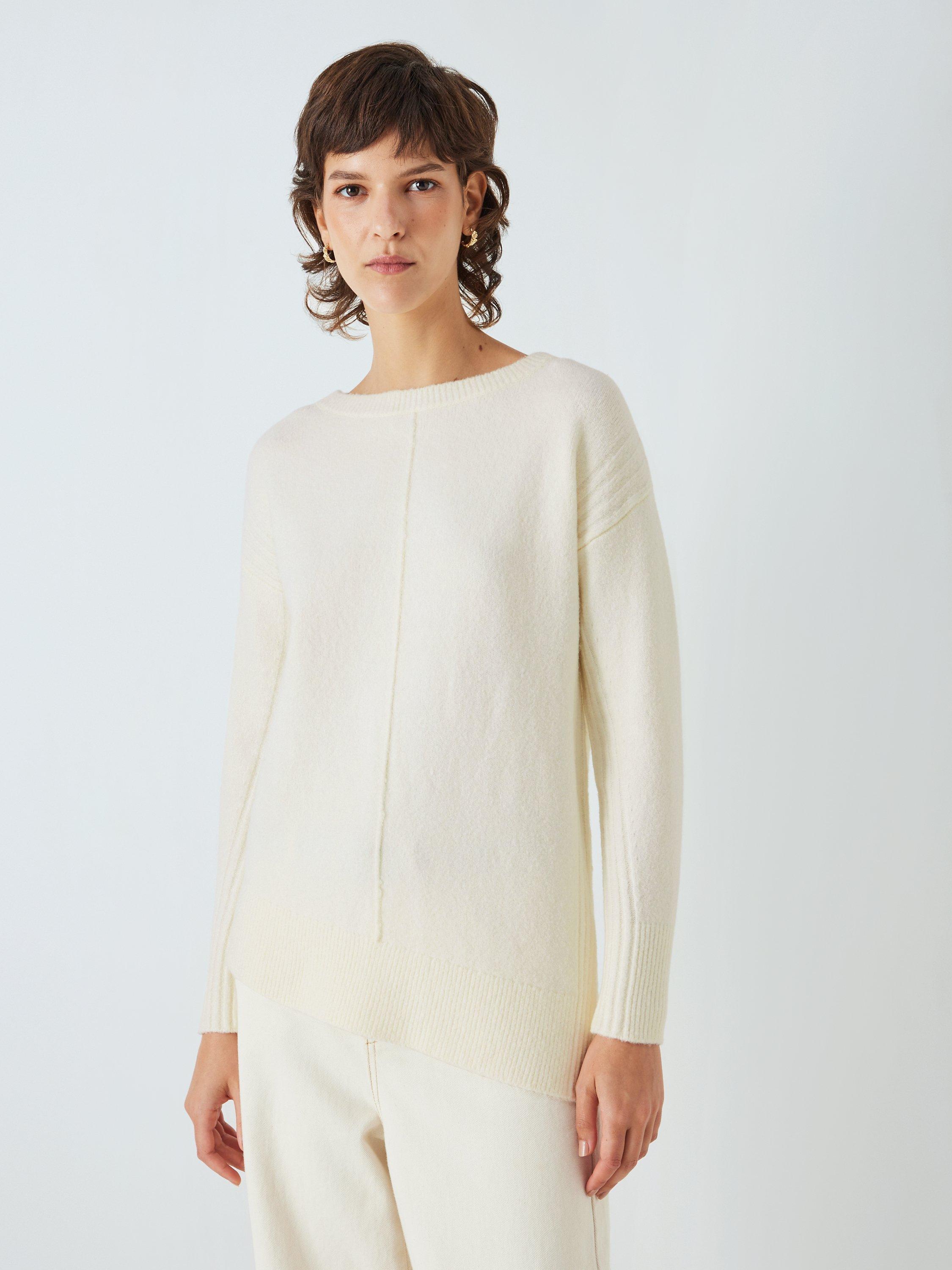 John Lewis Asymmetric Hem Jumper, Off White